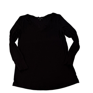 Universal Standard Black V-Neck Long Shirt Tunic Top Sz XS